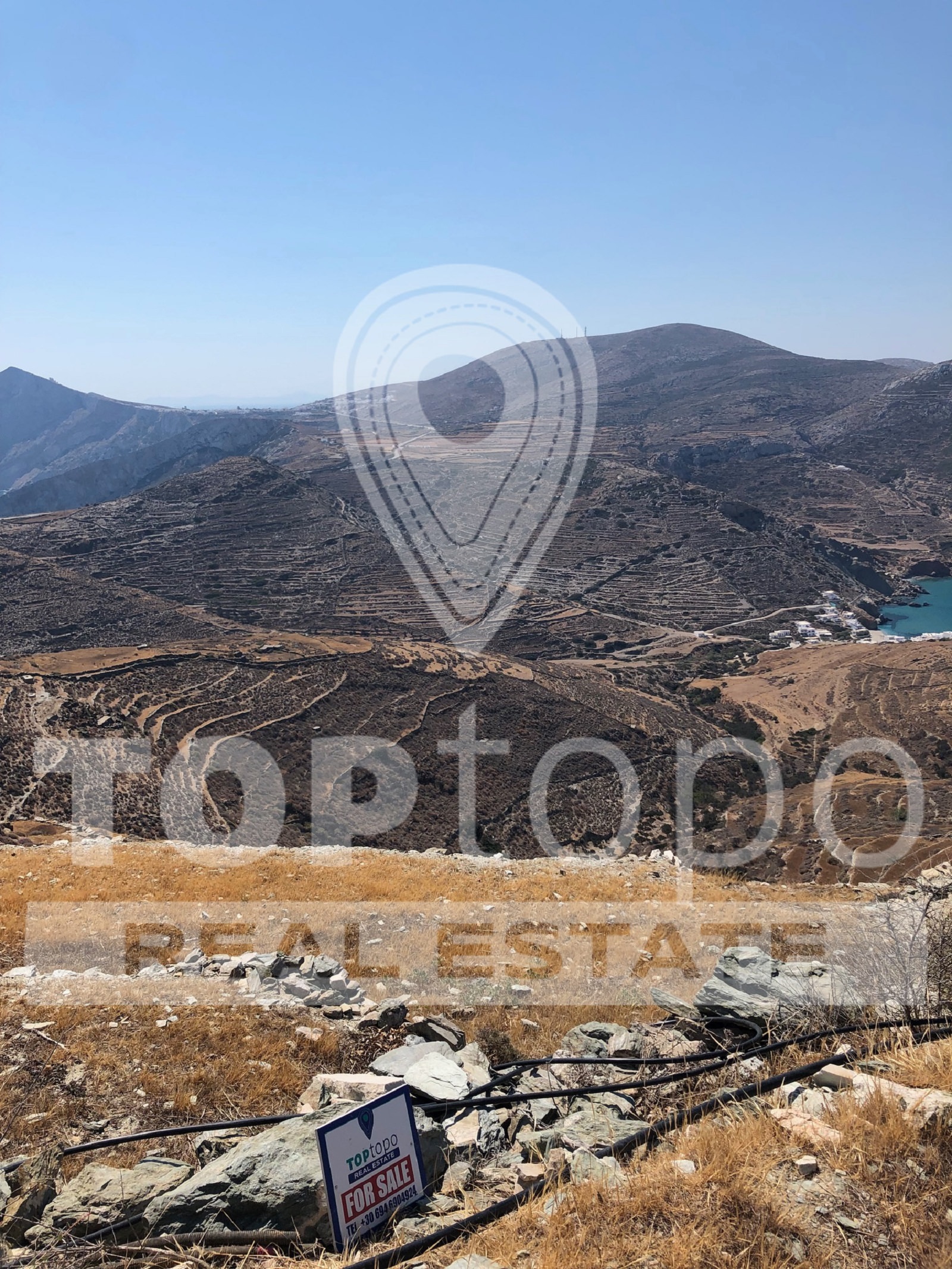 Folegandros island: Land plot with a panoramic view at Provalma